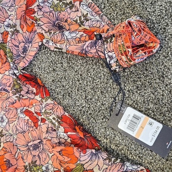 NWT Tommy Hilfiger Women Floral V Neck Midi Long Sleeve Long Dress Sz 2 - Picture 7 of 9